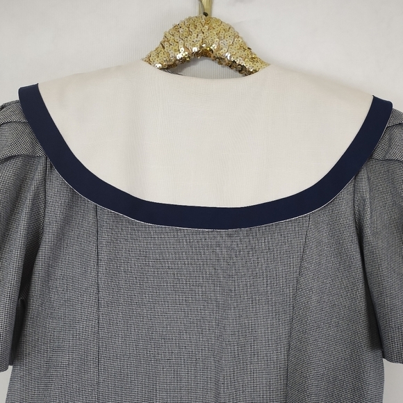 Vintage 80s Kolo Navy and White Plus Size Sailor Midi Dress Nautical Chic - Picture 5 of 6